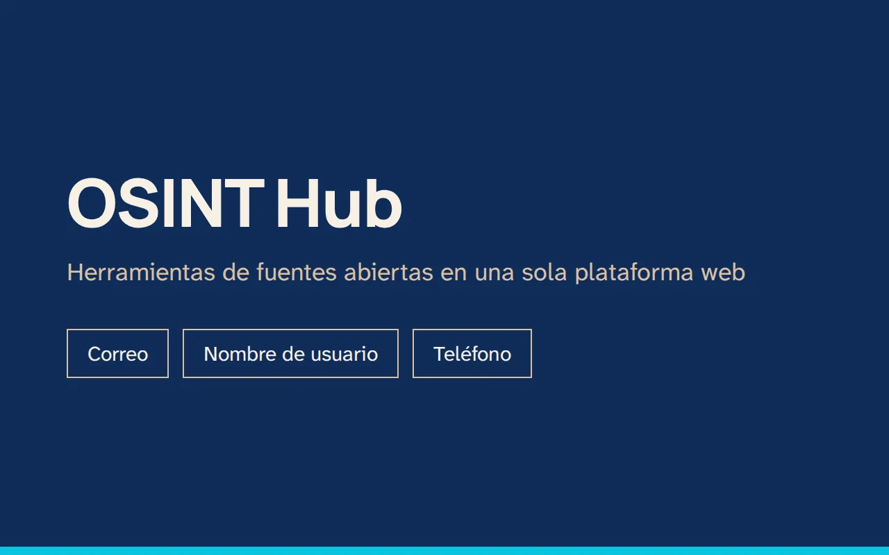 OSINT Hub cover with its three features: email, username and phone.